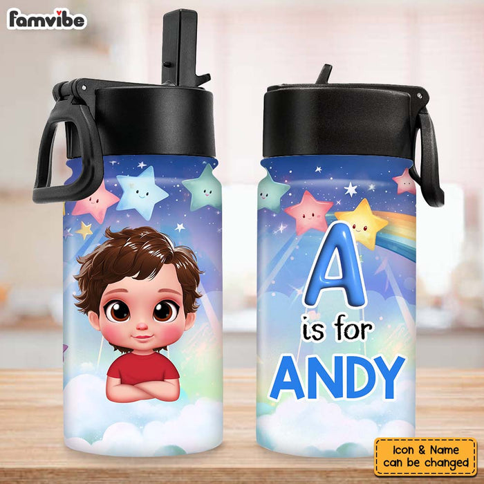 Personalized Gift For Granddaughter Name Initial Kids Water Bottle 32833 1