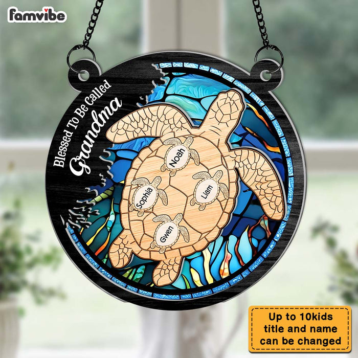 Personalized Sea Turtle Blessed To Be Called Acrylic Suncatcher Ornament 34595 1