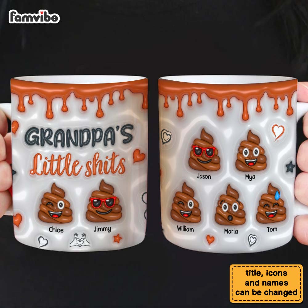 Personalized Gift for Grandpa Little Shit 3D Inflated Effect Mug 32824 Primary Mockup