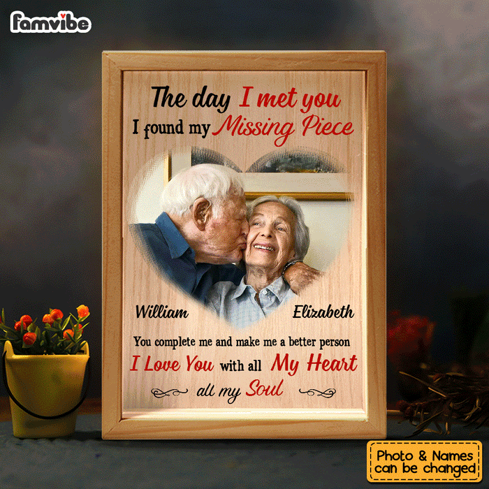 Personalized Couples Gift Upload Photo The Day I Met You Picture Frame Light Box 31298 1