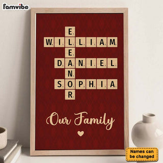 Personalized Family Crossword Art Retro Background Poster 36010 Primary Mockup