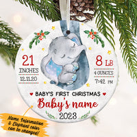 Personalized Elephant Baby First Christmas  Circle Ornament NB93 67O57 thumb 1