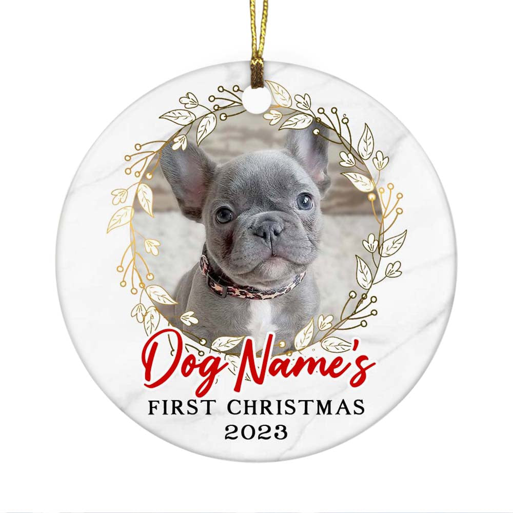 Personalized First Christmas Dog  Circle Ornament NB122 67O53
