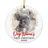 Personalized First Christmas Dog  Circle Ornament NB122 67O53 thumb 1