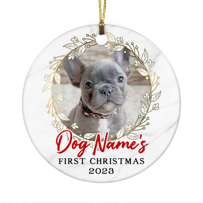 Personalized First Christmas Dog  Circle Ornament NB122 67O53 1