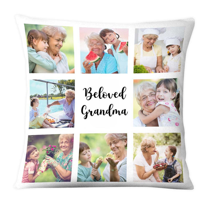 Personalized Gift For Grandma Upload Photo Grid Gallery And Custom Text Pillow 28457 1