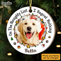 Personalized Gift For Dog Lovers On The Naughty List Upload Photo Circle Ornament 28661 thumb 1