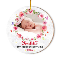 Personalized Baby's First Christmas Elephant Circle Ornament OB72 30O47 thumb 1