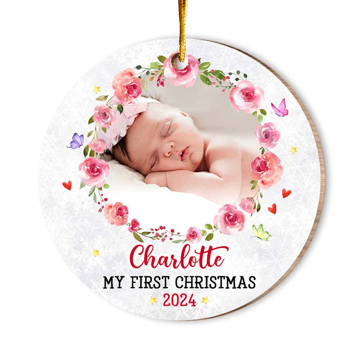 Personalized Baby's First Christmas Elephant Circle Ornament OB72 30O47 1