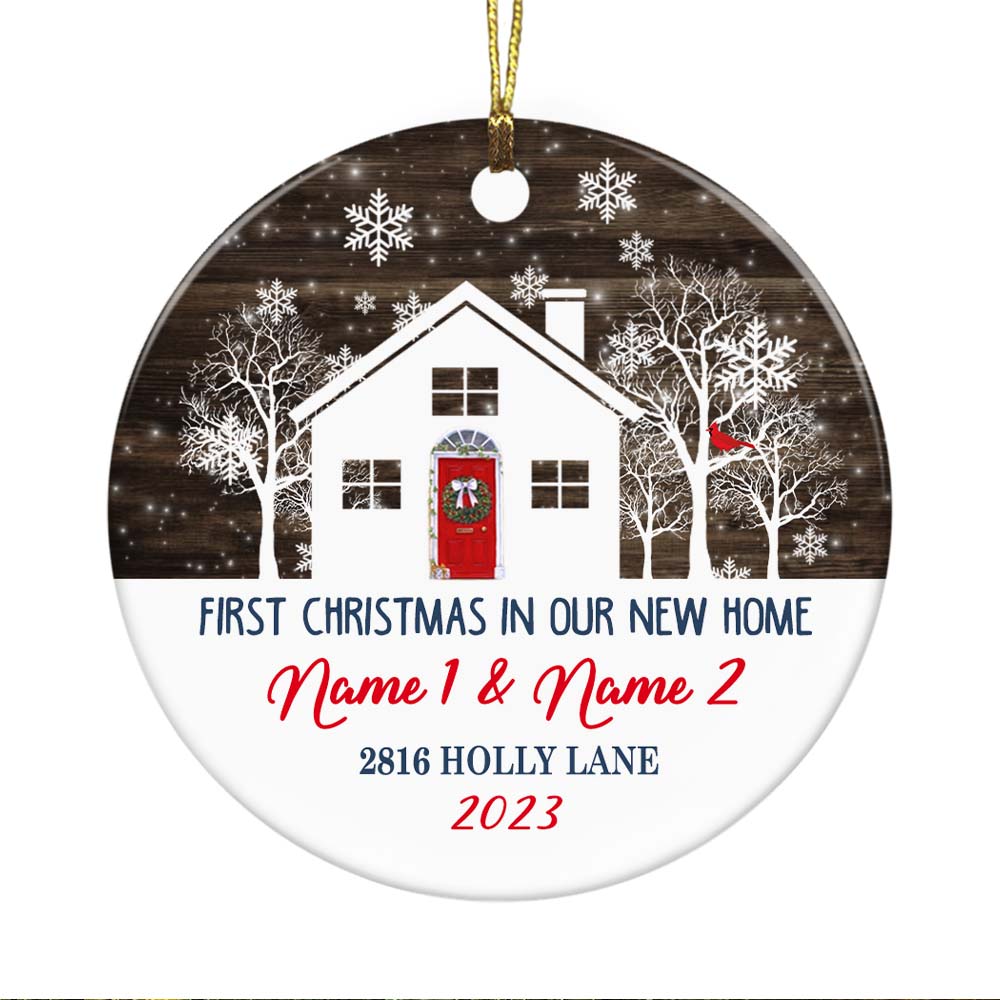 Personalized New Home Family First Christmas Red Door  Ornament OB223 81O60