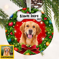 Personalized Dog Photo Christmas Wreath Circle Ornament NB123 81O36 thumb 1