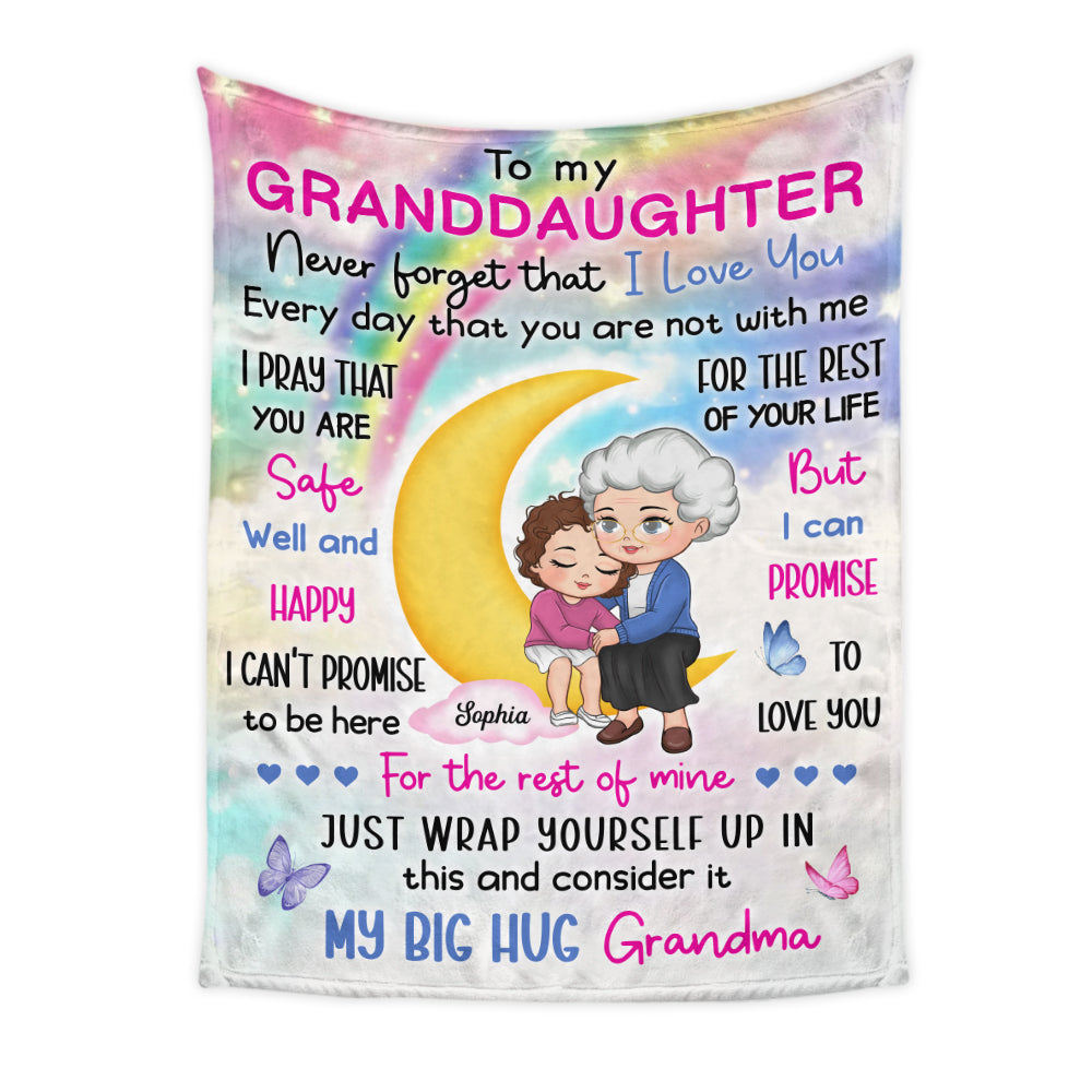 Personalized Gift For Granddaughter Butterfly And Moon Theme Blanket 31197