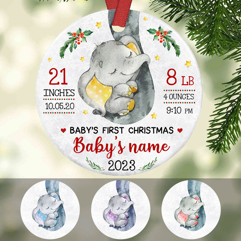 Personalized Elephant Baby First Christmas  Ornament OB82 67O57