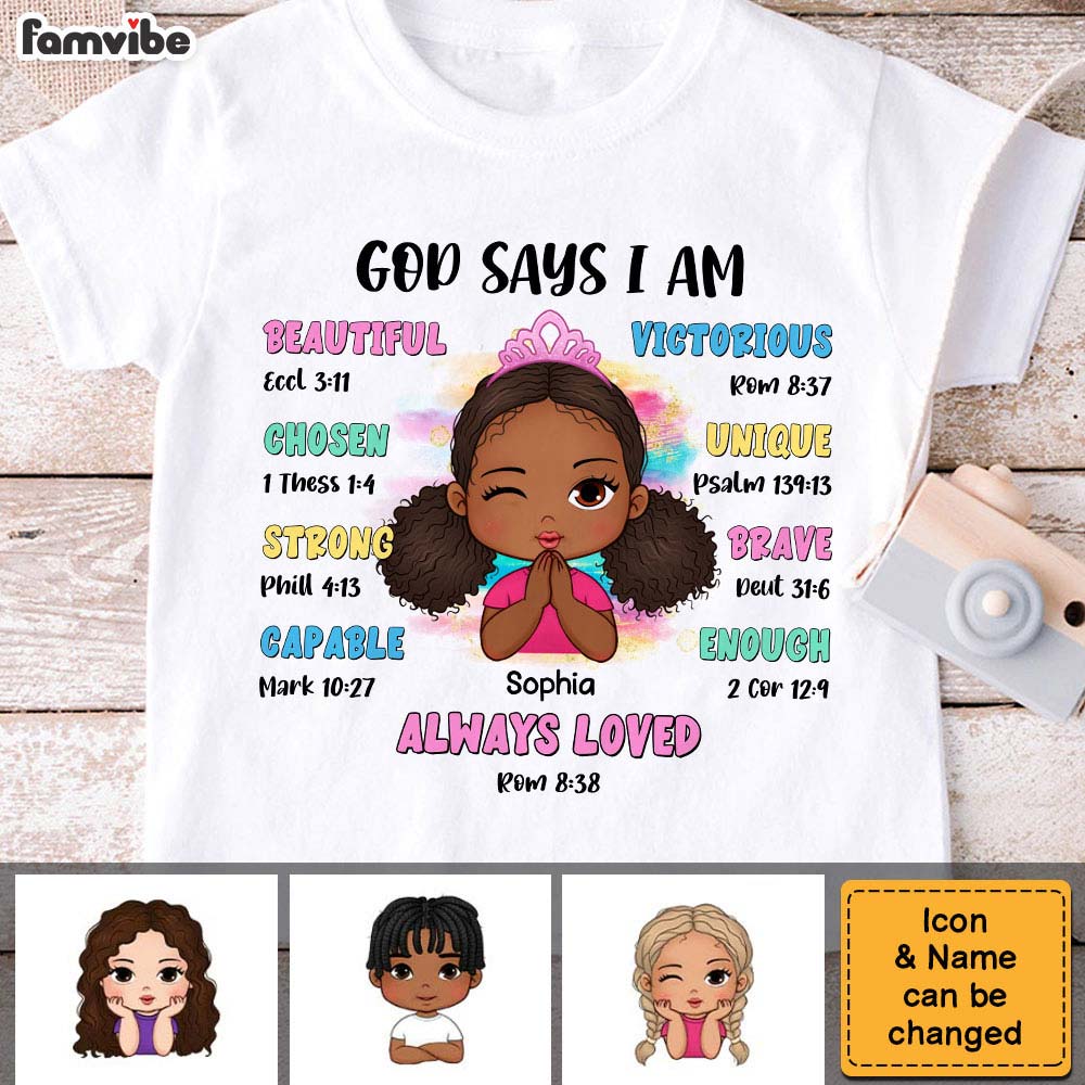 Personalized Gift For Granddaughter God Says Bible Verses Kid T Shirt 27794