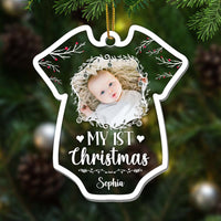 Personalized  Upload Photo Baby Onesie Shape My 1st Christmas Ornament 28025 thumb 1