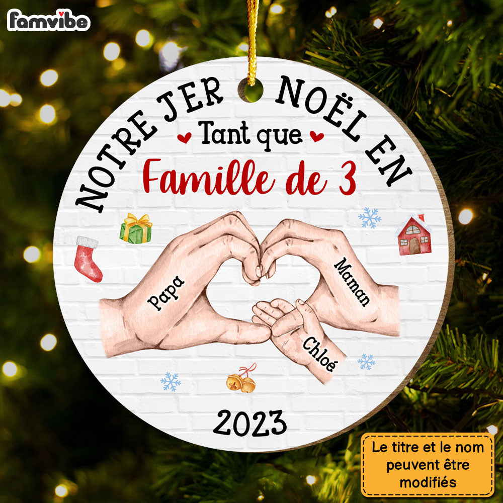 Personalized Gift For Family First Christmas French Circle Ornament 30124