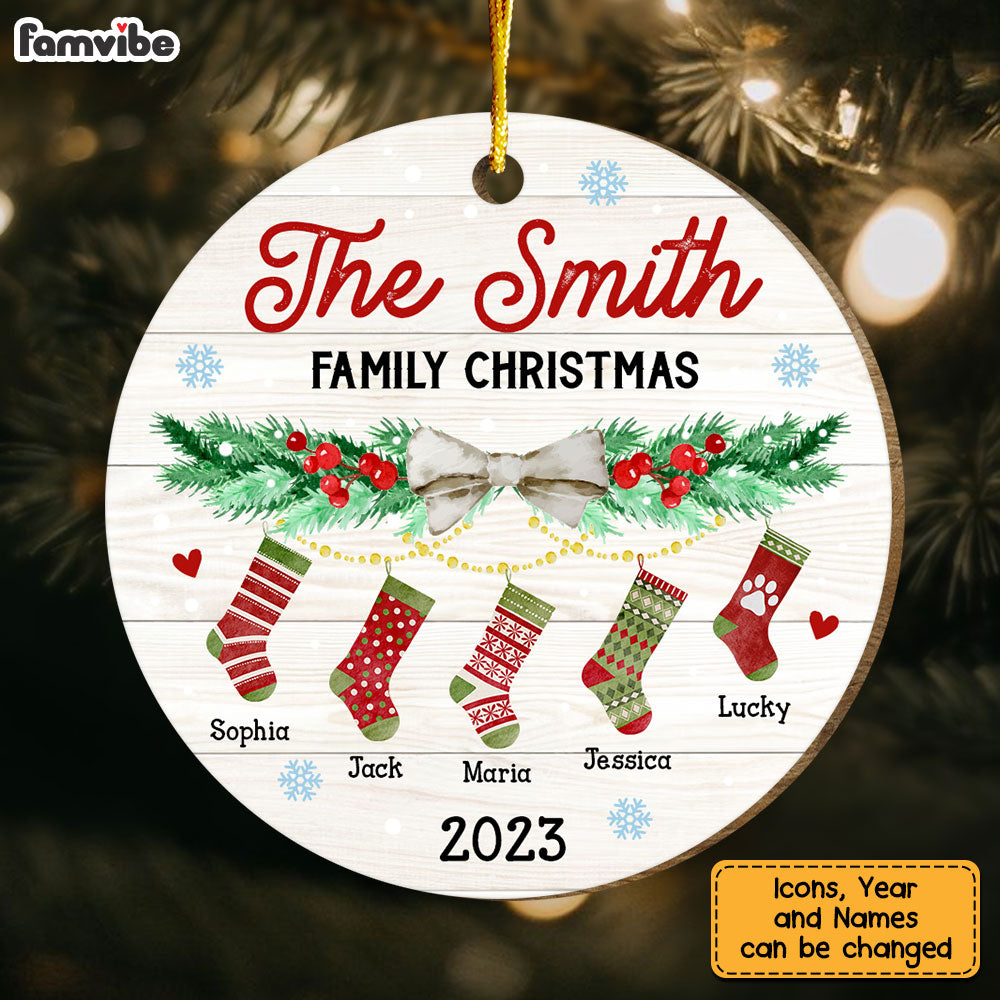 Personalized Hanging Stockings Family Christmas Circle Ornament 29012