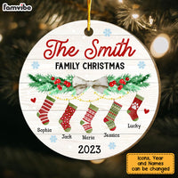 Personalized Hanging Stockings Family Christmas Circle Ornament 29012 thumb 1