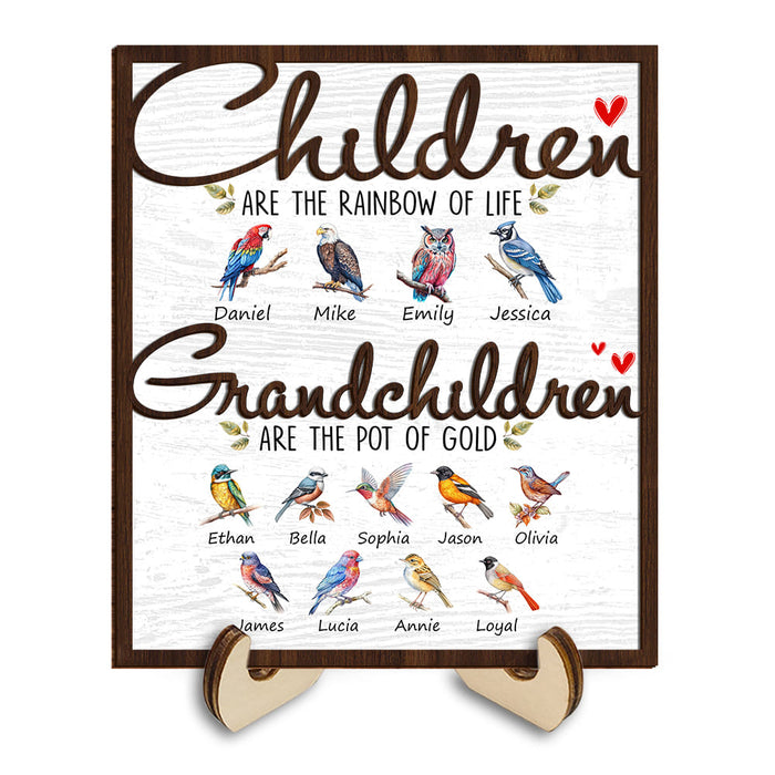 Personalized Gift For Grandma Watercolor Birds 2 Layered Wooden Plaque 32113 1