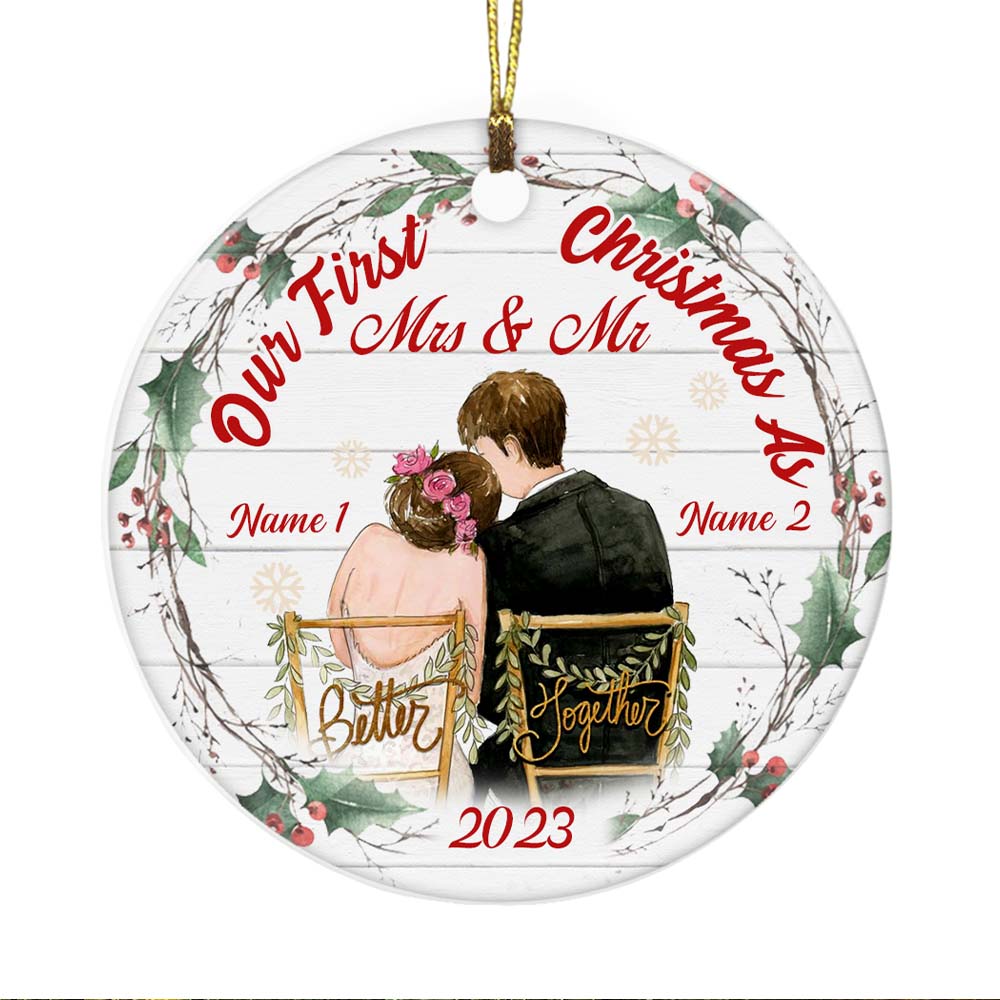 Personalized First Christmas Wedding Couple  Ornament OB51 65O34
