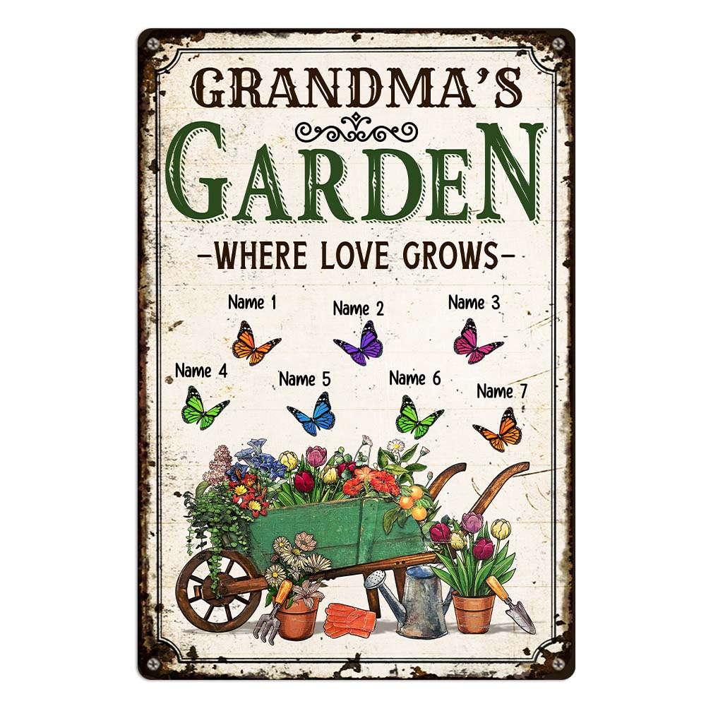 Personalized Grandma Butterflies Garden Metal Sign JN304 30O47