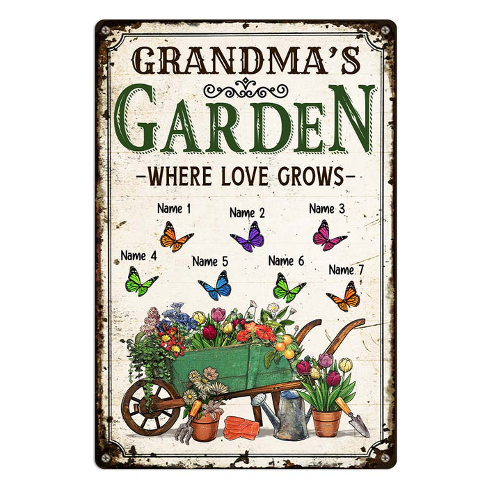 Personalized Grandma Butterflies Garden Metal Sign JN304 30O47 1