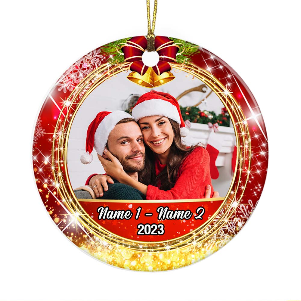 Personalized Couple Photo Christmas Circle Ornament NB132 81O47