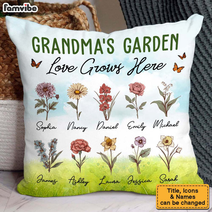 Personalized Gift For Grandma Garden Love Grow Here Pillow 31396 1