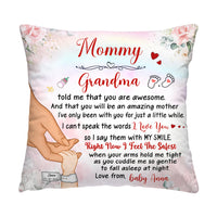 Personalized  You Are Awesome Mommy Hand Holding Baby Pillow 32412 thumb 1