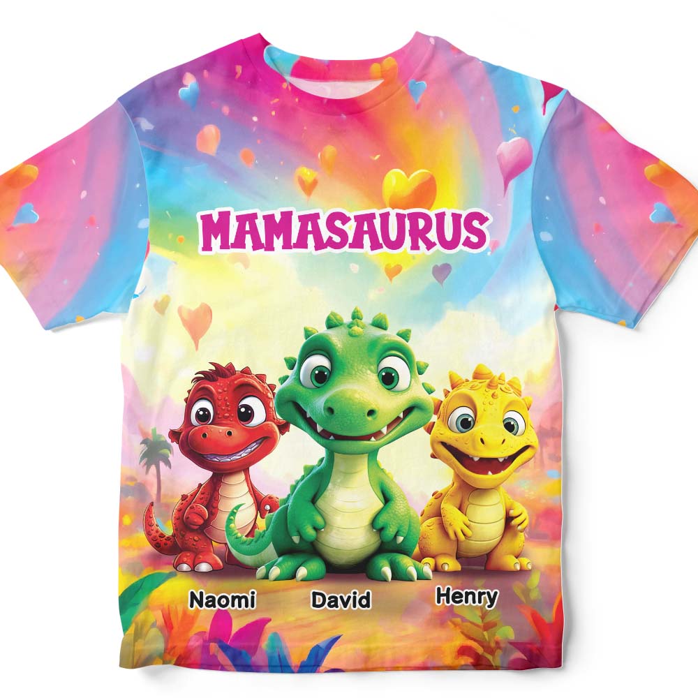 Personalized Gift for Grandma Mamasaurus Cute Dinosaur All-over Print T-shirt 32569