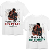 Personalized Gift for Couple Anniversary Her Strength His Peace Couple T Shirt 27092 thumb 1