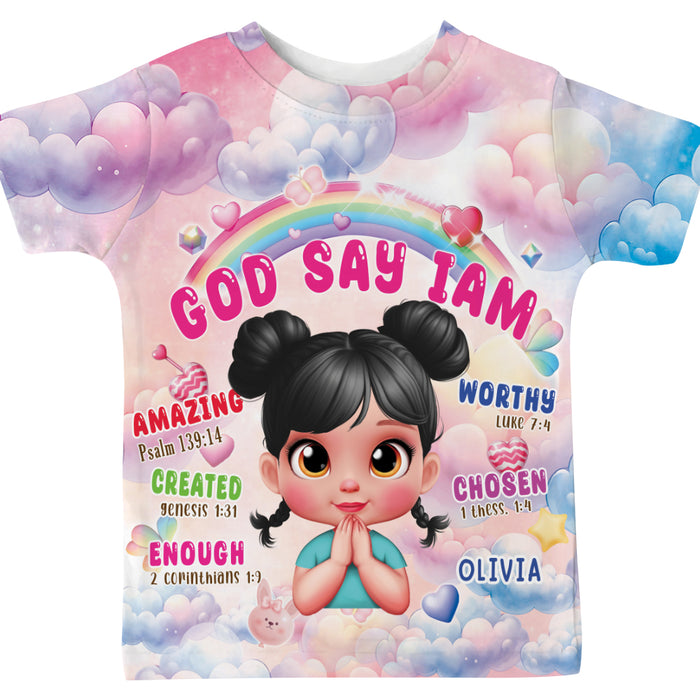 Personalized Gift For Granddaughter God Says I Am All-over Print Kids Shirt 32774 1