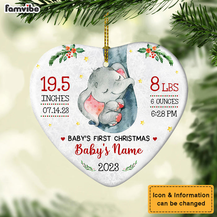Personalized Elephant Baby First Christmas Heart Ornament AG172 67O57 1
