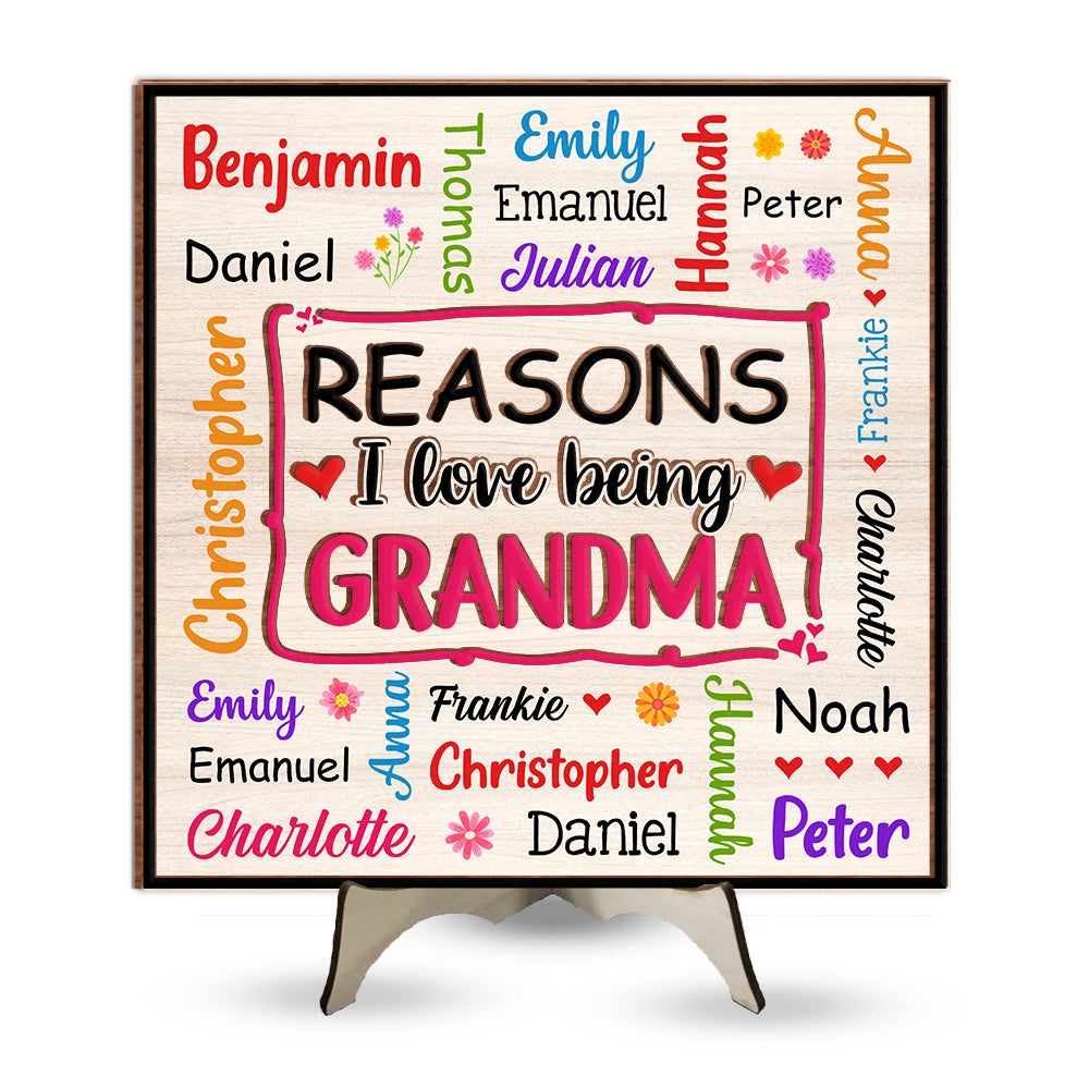 Personalized Gift For Grandma Names Word Art 2 Layered Separate Wooden Plaque 32081