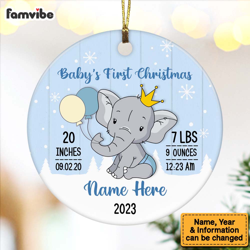Personalized Elephant Baby First Christmas Ornament OB83 73O47