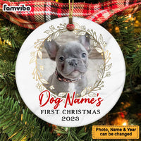 Personalized First Christmas Dog  Circle Ornament NB122 67O53 thumb 1