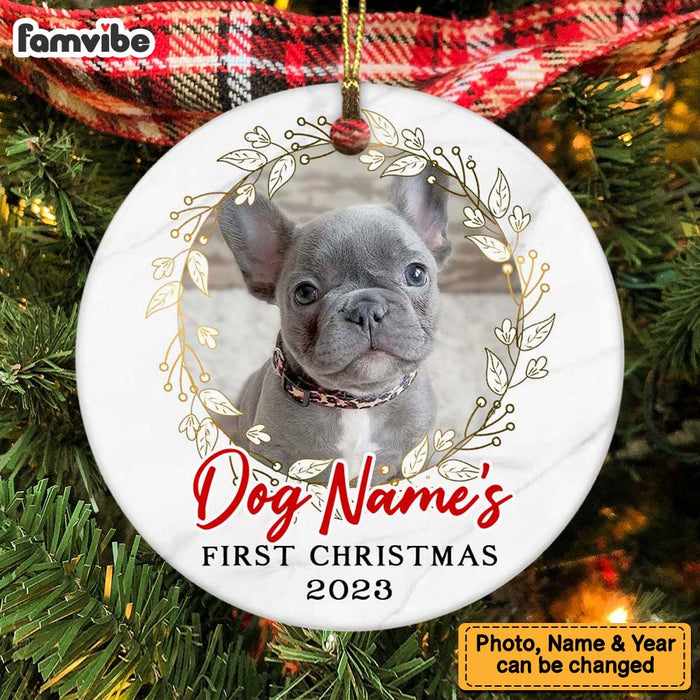 Personalized First Christmas Dog  Circle Ornament NB122 67O53 1