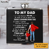 Personalized Gift For Dad I Am Because Of You Leather Hip Flask 32274 thumb 1