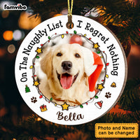 Personalized Gift For Dog Lovers On The Naughty List Upload Photo Circle Ornament 28661 thumb 1