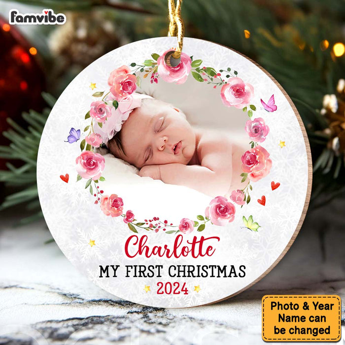 Personalized Baby's First Christmas Elephant Circle Ornament OB72 30O47 1