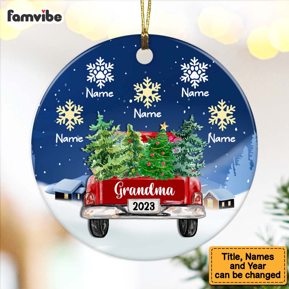 Personalized Grandma Red Truck Christmas Circle Ornament SB172 95O47