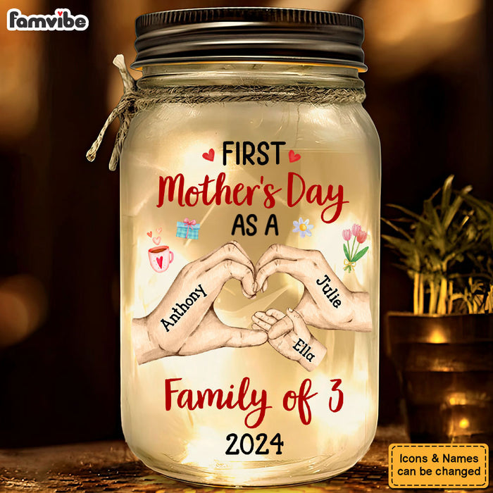 Personalized Gift For Family First Mother's Day Mason Jar Light 32232 1
