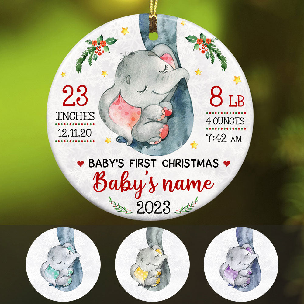 Personalized Elephant Baby First Christmas  Ornament OB82 67O57