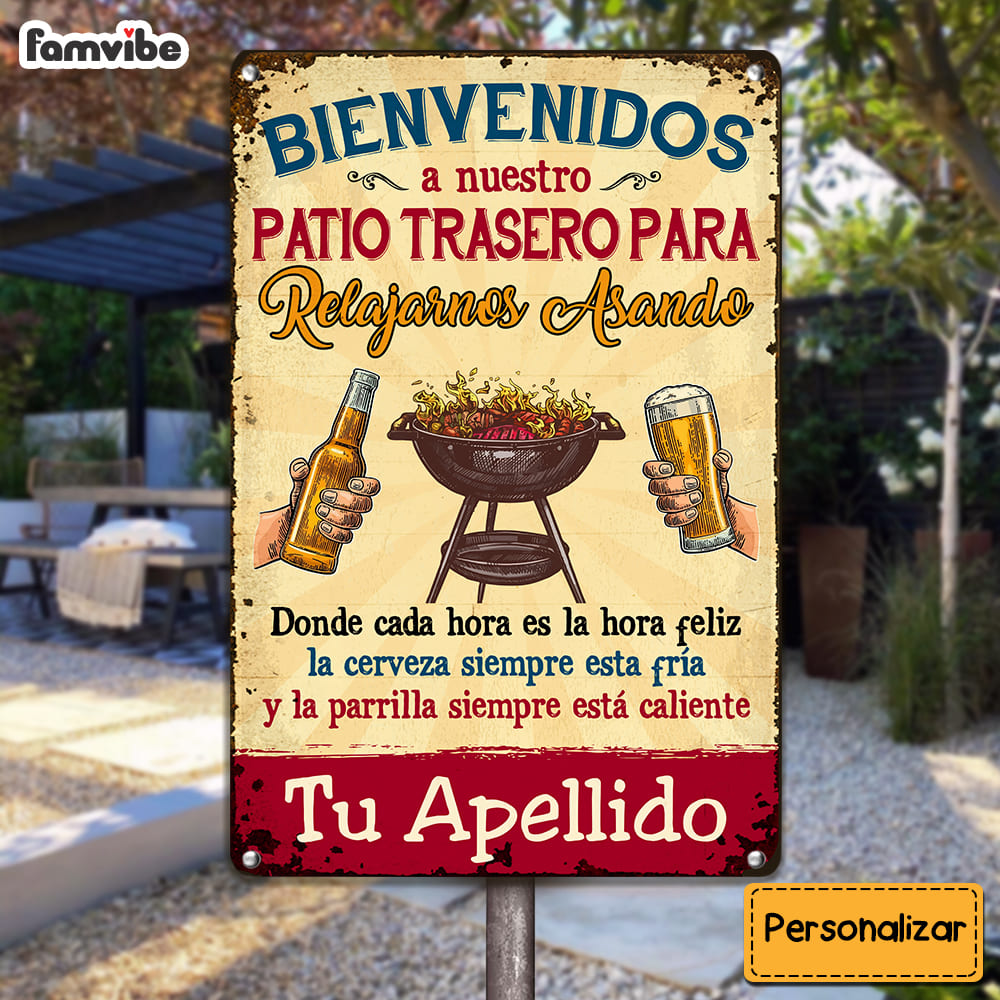 Personalized Family Backyard Spanish Patio Metal Sign DB316 95O53