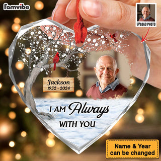 Personalized Memorial Keepsakes Gift I'm Always With You Heart Glass Ornaments 35182