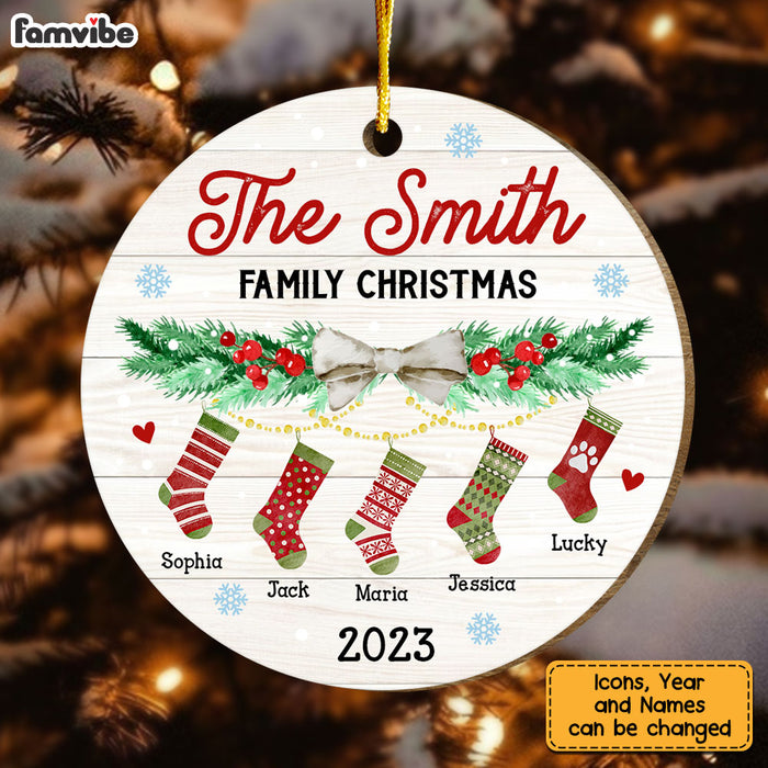Personalized Hanging Stockings Family Christmas Circle Ornament 29012 1