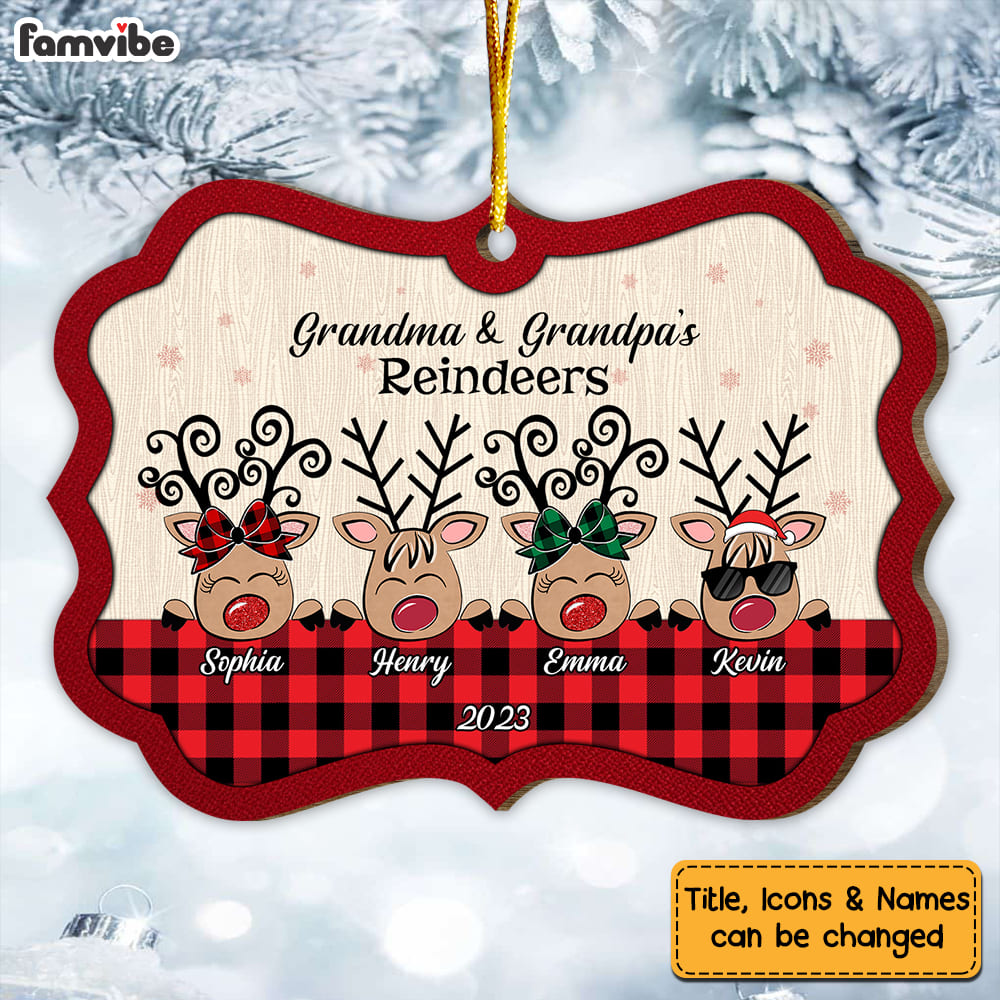 Personalized Grandma & Grandpa's Reindeer Family Christmas Benelux Ornament OB61 58O53