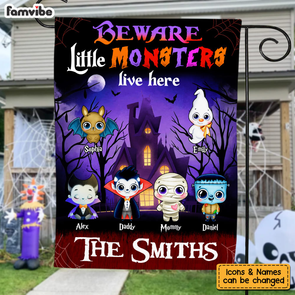 Personalized Halloween Gift For Family Little Monsters Flag 28531