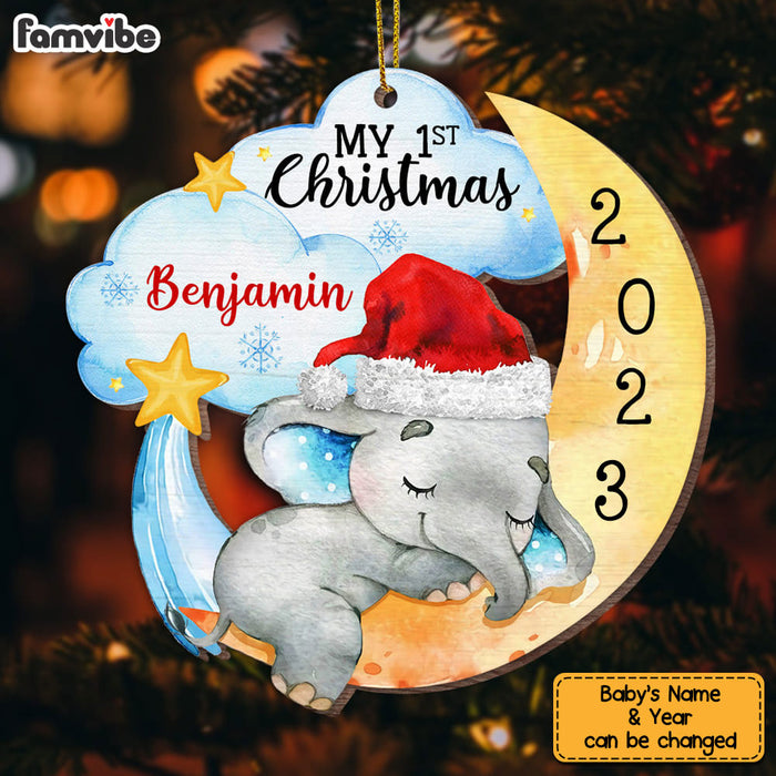 Personalized Elephant Baby First Christmas Ornament_422