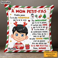 Personalized French Christmas Gift For Grandson À Mon Petit-fils Pillow 30447 thumb 1